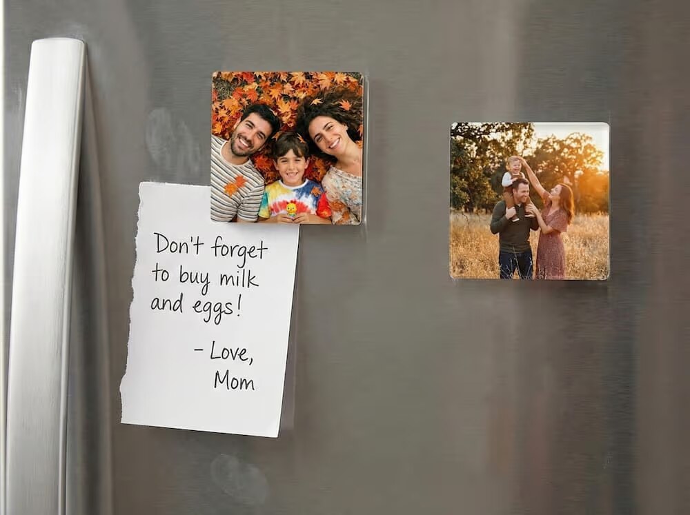 Family portrait on fridge magnets