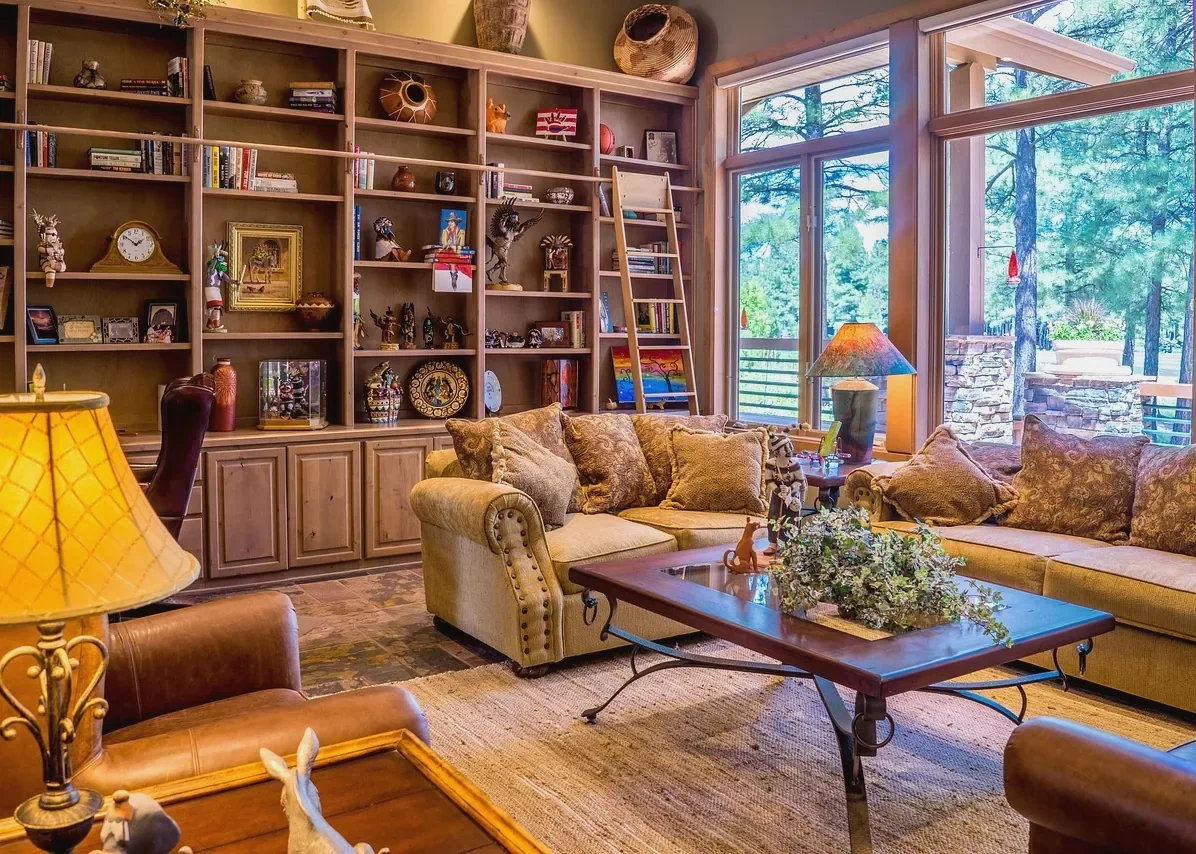 Interior design: interior, living room, furniture (stock photo)