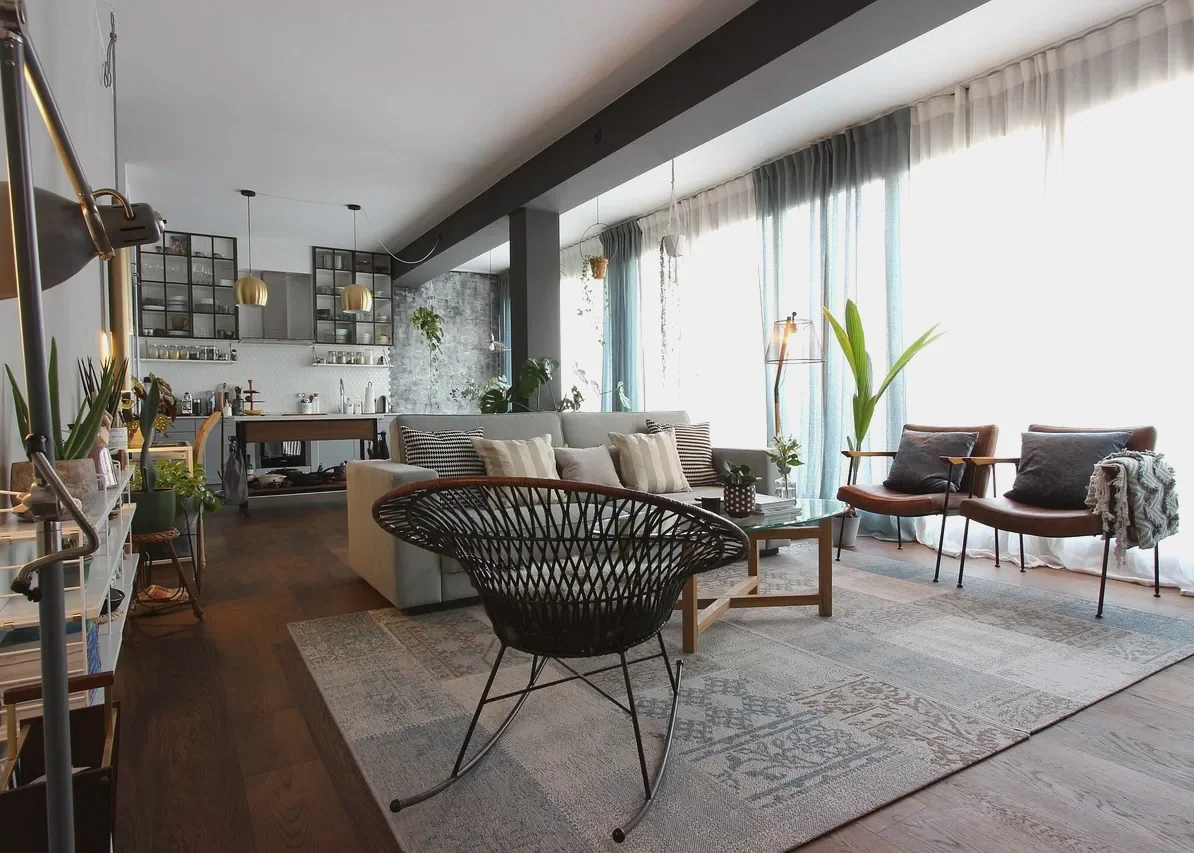 Interior design: home, dining area, living room (stock photo)