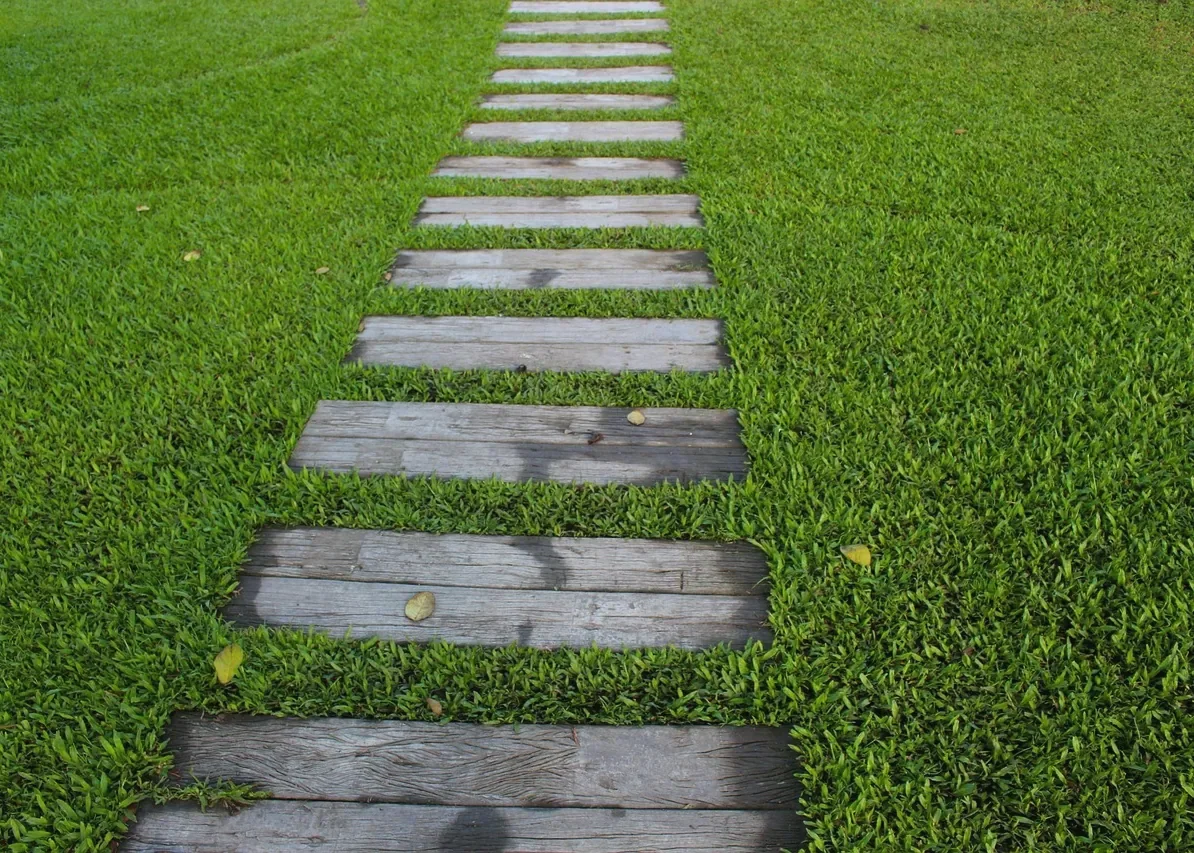 Landscaping: garden path, steps, garden (stock photo)